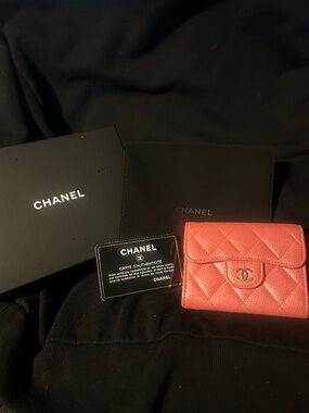 Authentic Caviar Leather Pink Card Holder